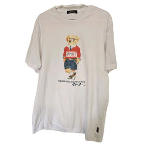 Polo Ralph Lauren Bear Graphic Tee L Classic Polo Sport Rugby Glasses Bear RARE